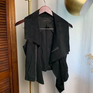 BCBG MaxAzria Asymmetric cropped black vest.